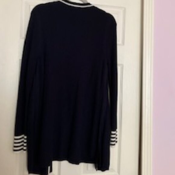 NWT Duffield Lane Cooper Sweater, Blue w/Marshmallow, Size L - Picture 3 of 5